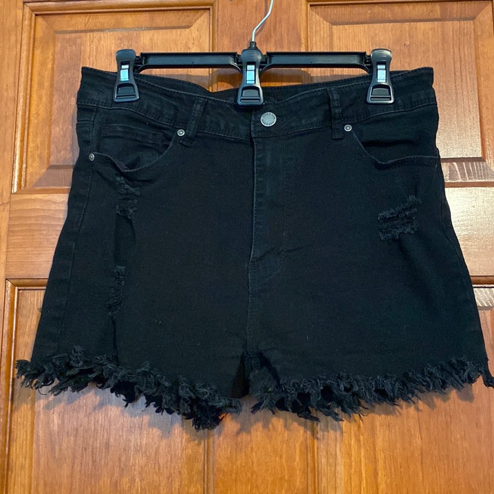 Fire & Rain Black Distressed Jean Shorts